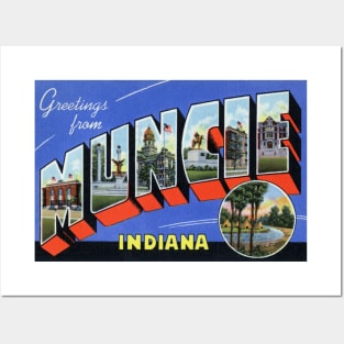 Greetings from Muncie, Indiana - Vintage Large Letter Postcard Posters and Art